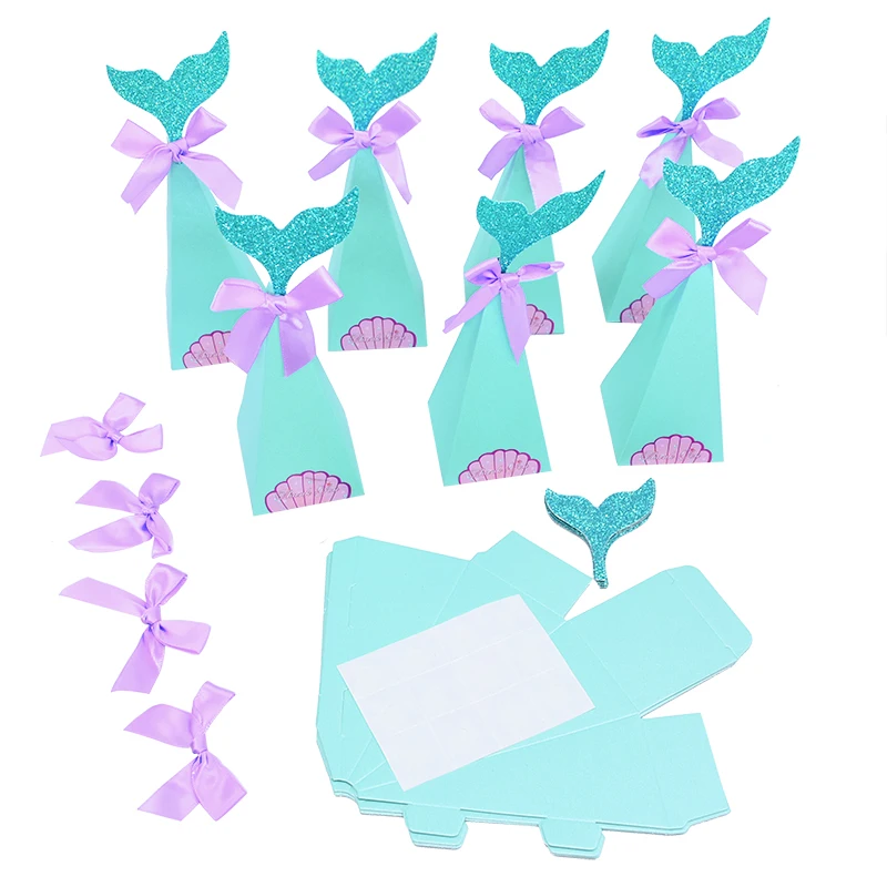 10Pcs Mermaid Tail Popcorn Boxes for Birthday Parties