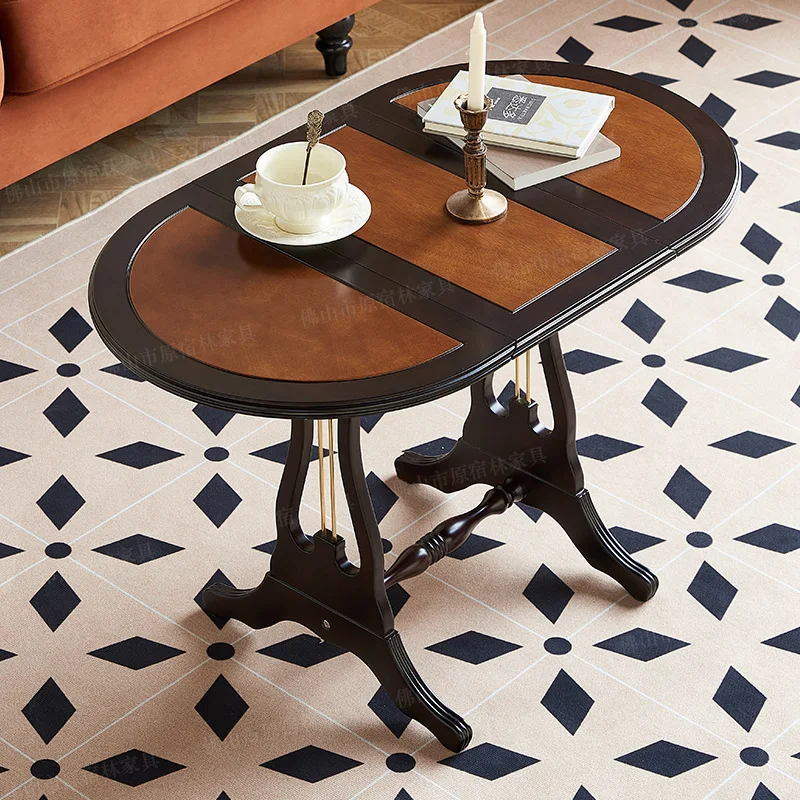 

Tea table retro solid wood table, side coffee folding table, vintage
