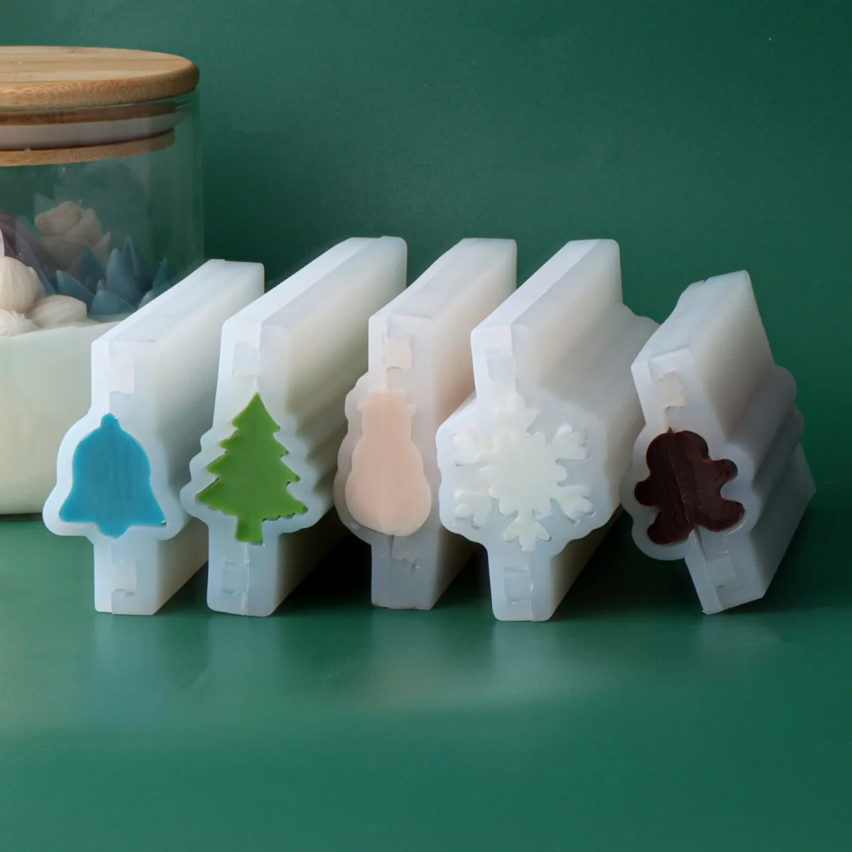 Christmas Tree Soap Tube Silicone Mold Snowflake Gingerbread Man Snowman Bell Design Soap Making Mold DIY Soap Resin Art Gift