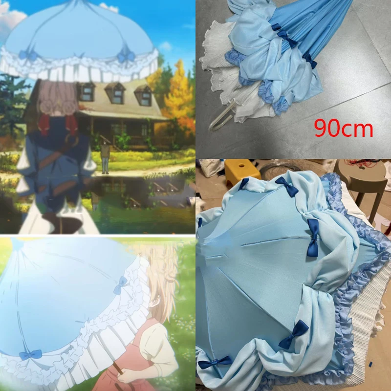 Anime Violet Evergarden Cosplay Umbrella Blue Violet Evergarden Anime Cosplay Prop Accessories Highly Restored Shape Umbrella