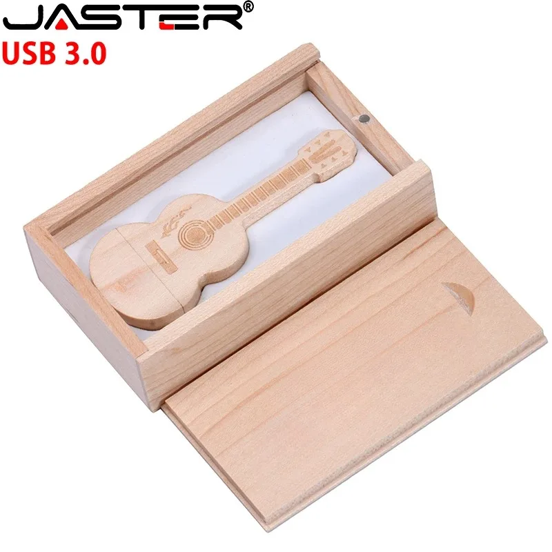 

Флэш-накопители JASTER USB 3,0 деревянная гитара 128 ГБ флэш-накопитель 64 Гб в деревянной коробке высокоскоростной Деловой Подарок Карта памяти 32 Гб 16 Гб