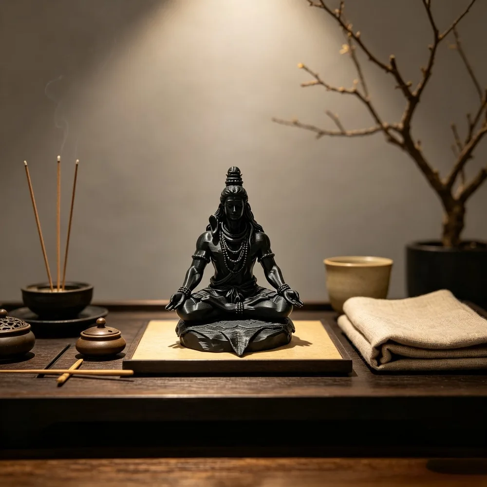 Statue of Shiva The Black God Hindu Mythical Sculpture Zen Desktop Decoration Home Living Room Study Room Decoration Meditation