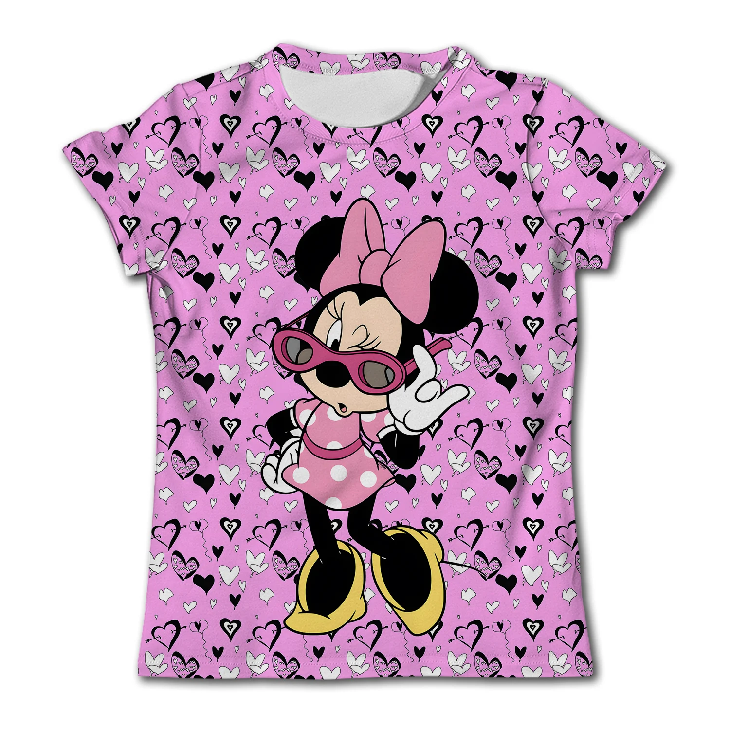 Girls Birthday T Shirts Kids Short Sleeve T-shirt Minnie Mouse Children Top Girl Pink Clothing Casual O-Neck Shirt for Child