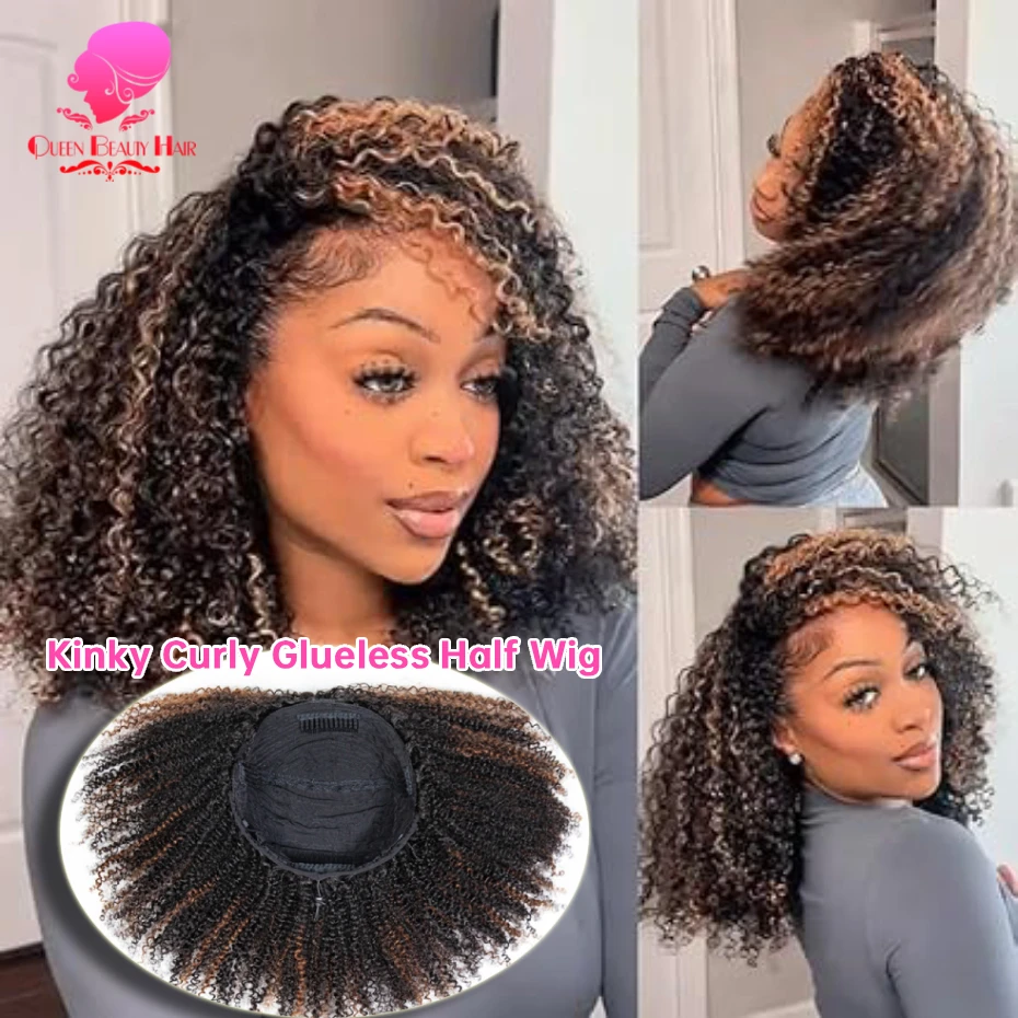 250 Dichte Afro Kinky Curly Halbperücke, doppelt gezogen, klebefrei, Echthaar, Remy Highlight Vietnamesische Echthaarperücke – Detail 2