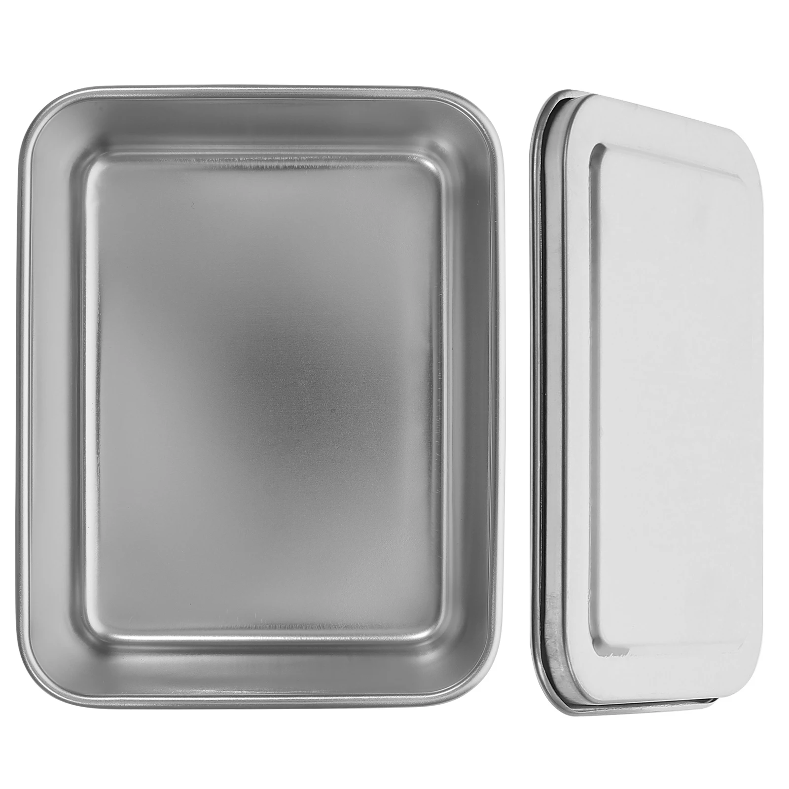 

Stainless Steel Cake Pan with Lid Baking Pans Lids Bakeware Tin Tins Metal Square