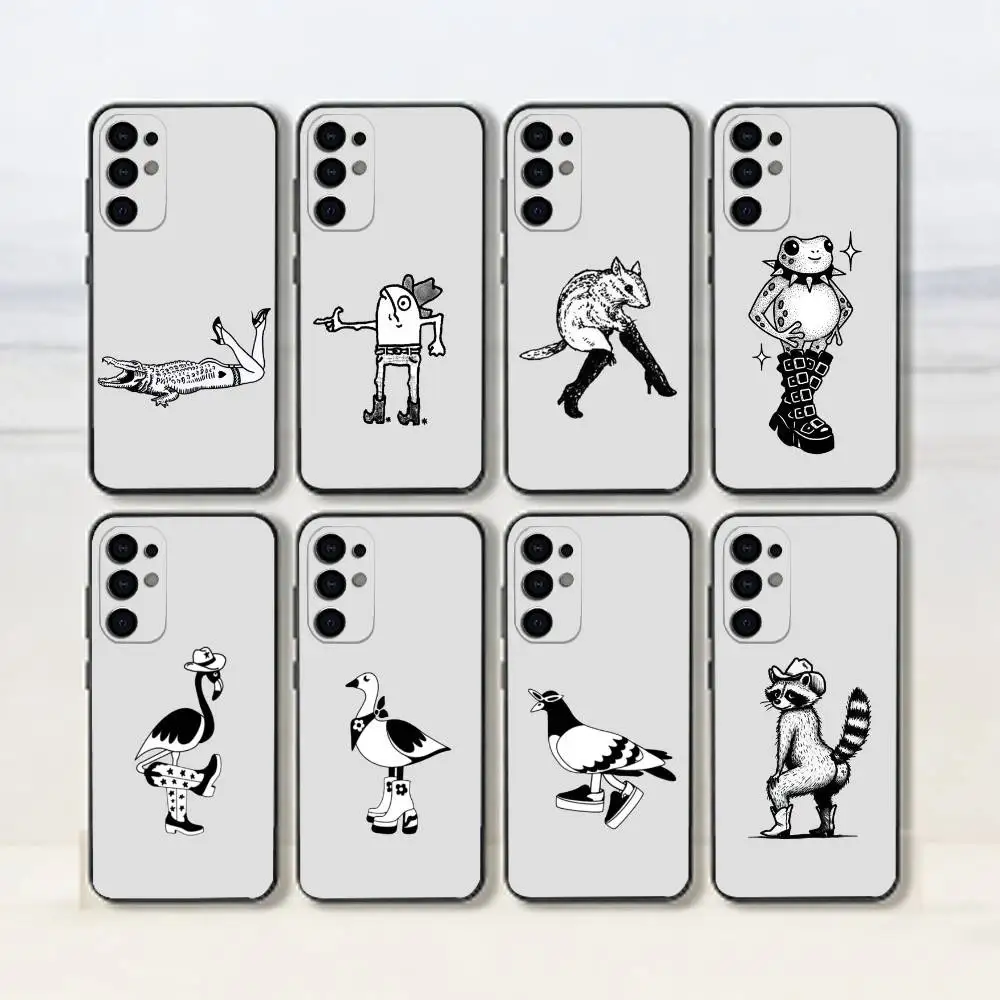 

The animal wearing shoes drawn Phone Case Black Silicone Soft For Samsung S25,S24,S21,S22,S23,S30,Ultra,S20,Plus,Fe,Lite
