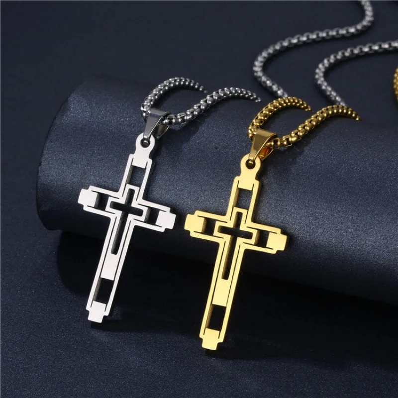 New European and American Colorless Jewelry Necklace Cross Accessories High end Boys Handsome Street Style Cosplay Accessories