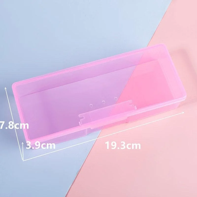 1 Pcs Empty Rectangle Storage Box Multifunction Nail Art Rhinestone Brush Tools Container Small Objects Pen Organizer Case