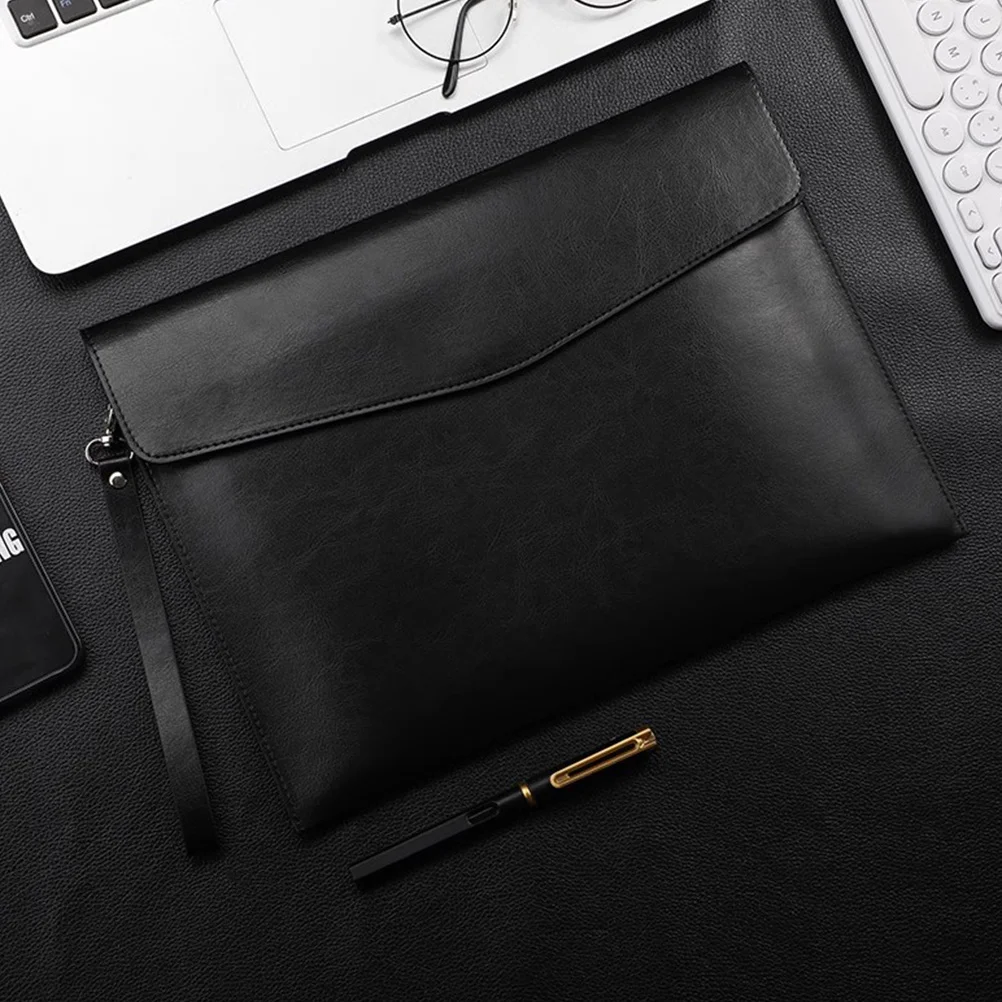 

A4 Document File Bag PU Folder Portable Carrying Case for Men Women High Capacity Waterproof Organizer Document Pouch File