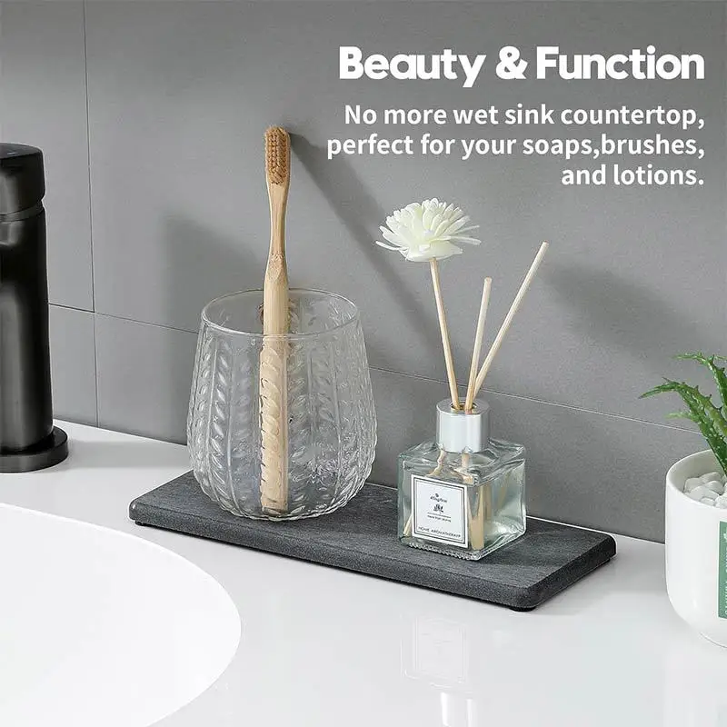 

2PCS Diatomite Coaster Mat Bathroom Absorbent Drying Mat Quick Dry Soap Tray Plant Fiber Waterproof Drying Pad Hard Coaster Set