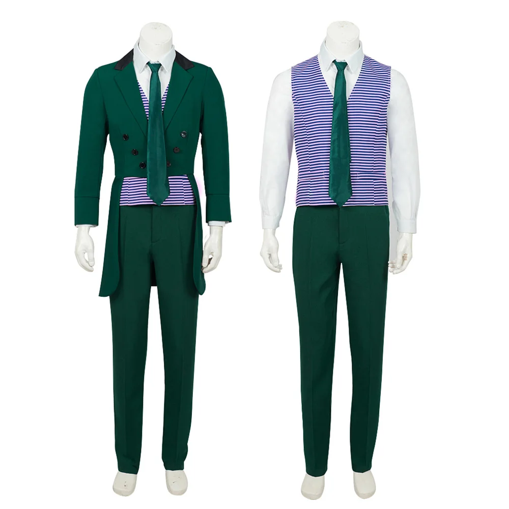 

Haunted Mansion Movie Cosplay Men's Striped Vest Green Tailcoat Suits Medieval Regency Outfits Halloween Horror Ghost Costume