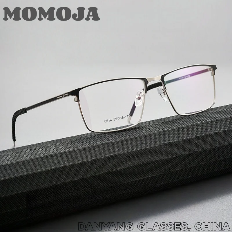 

MOMOJA Men's Square Big Ultra Light Fashion Business Style Eyeframe Stylish Men's Exquisite Titanium Alloy Eyeglassea 6614H