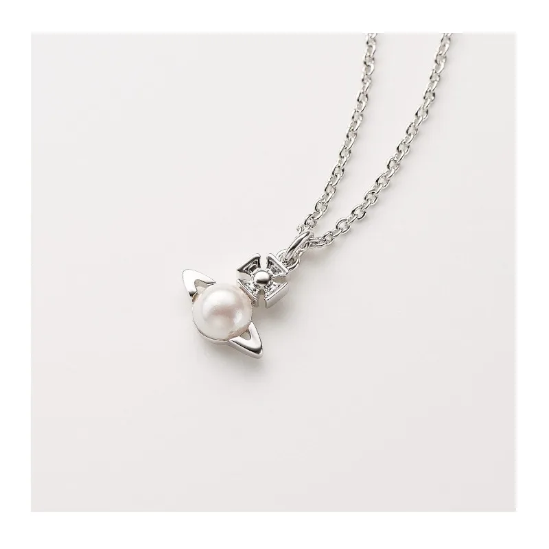

Necklace Female Saturn Pearl Necklace Female Vivian Classic Versatile Planet Chain Collarbone Chain High Version