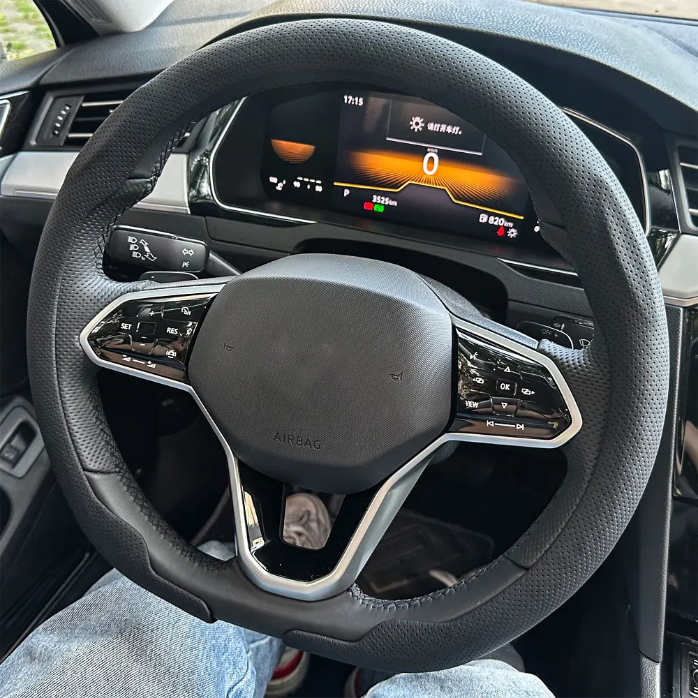 Leder D-Cut Auto-Lenkradbezug Ultra-Dünn Atmungsaktiv Rutschfest D-Form Sport Auto-Lenkradschutz Zubehör – Detail 5