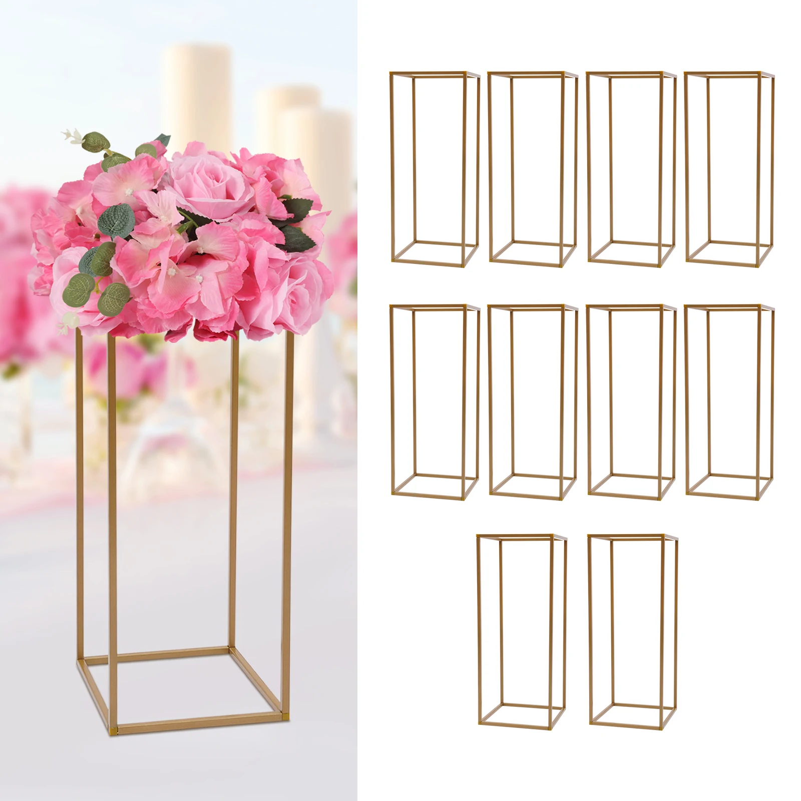 

Flower Stand for Wedding Table 10x 31.5 in Tall Gold Metal Centerpieces Decor