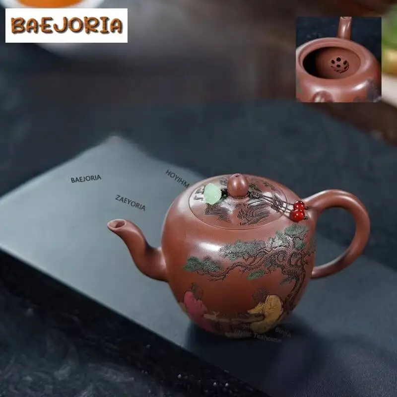 240ml Traditional Yixing Purple Clay Teapots Handmade Beauty Shoulders Pot Raw Ore Mud Kettle Zisha Tea Set Decoration Gifts