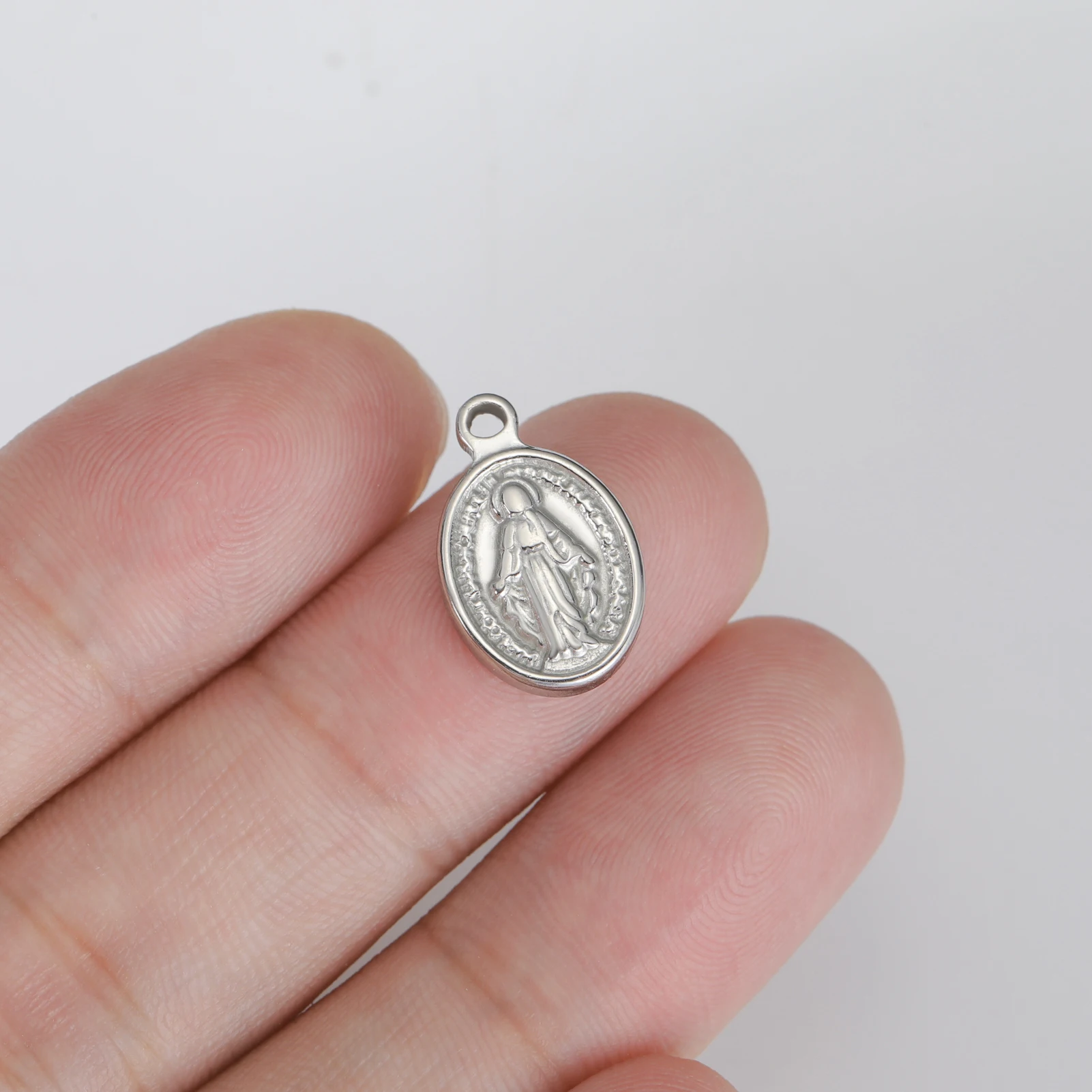 1 Stück Jungfrau-Maria-Anhänger aus Edelstahl, DIY-Anhänger für Halskette, Armband, Schmuckherstellung, religiöses Amulett, gesegnetes Zubehör – Detail 7