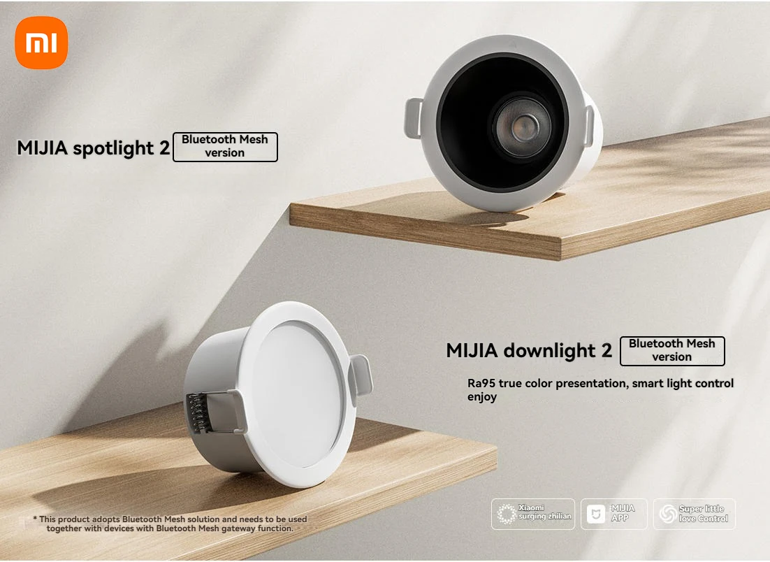 2025 Xiaomi Mijia النازل 2 الأضواء 2 بلوتوث شبكة الإصدار Ra95 لون عالي 75-80 مللي متر افتتاح 2700-5700K درجة حرارة اللون