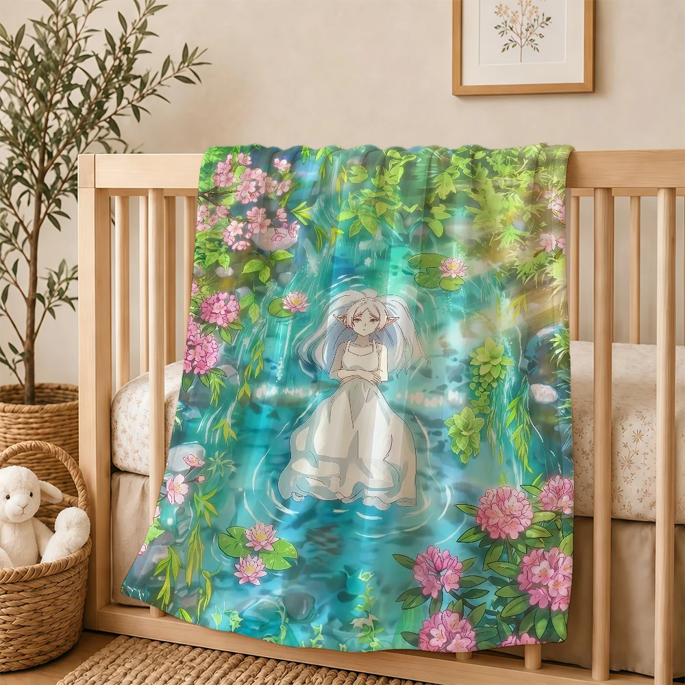 Anime F-Frieren Blanket For Soft Warm Knee For Bedroom Living Room Bed Sofa Camping Picnic Office Gift