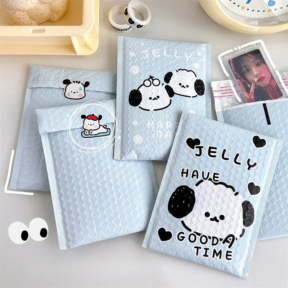 

50pcs Express Packing Mailers Storage Waterproof Envelope Ins Style Shockproof Bubble Courier Bags Light Blue Cute Puppy Bags