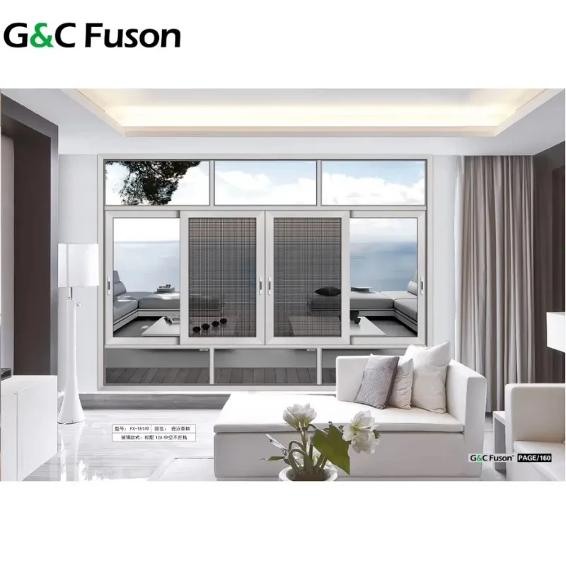 Fuson Bi-Folding Corner Window Reflective Glass Water Proof Aluminum Sliding Windows And Doors