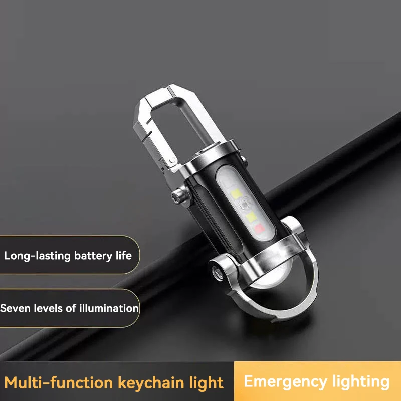 

Powerful COB LED Flashlight USB Rechargeable Hanging Portable Flashlight Waterproof Keyring Camping Walking Pocket Lamp