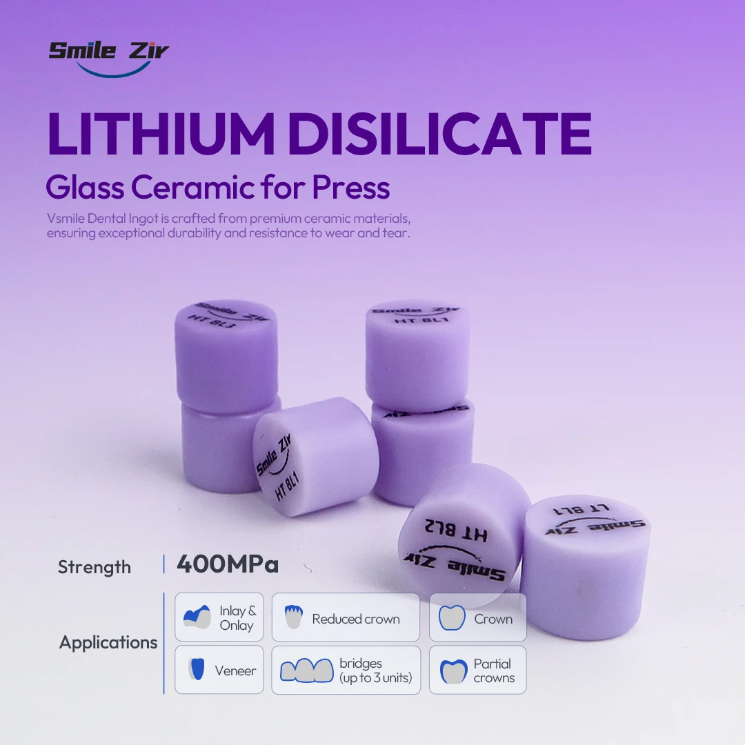 

10pcs HT/LT Press Ingot Lithium Disilicate Vsneer Glass Ceramic Block New Smile Materials For Clinic CADCAM Dental Lab