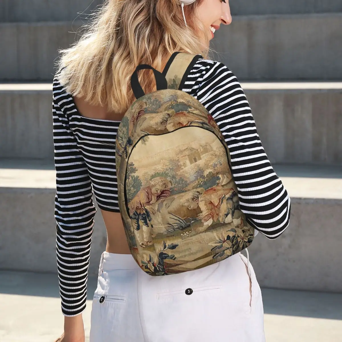 Aubusson Antique French Tapestry Print Student Backpack School Bag Hiking Travel Daypack for Boys Girls Bookbag Shoulder Bags