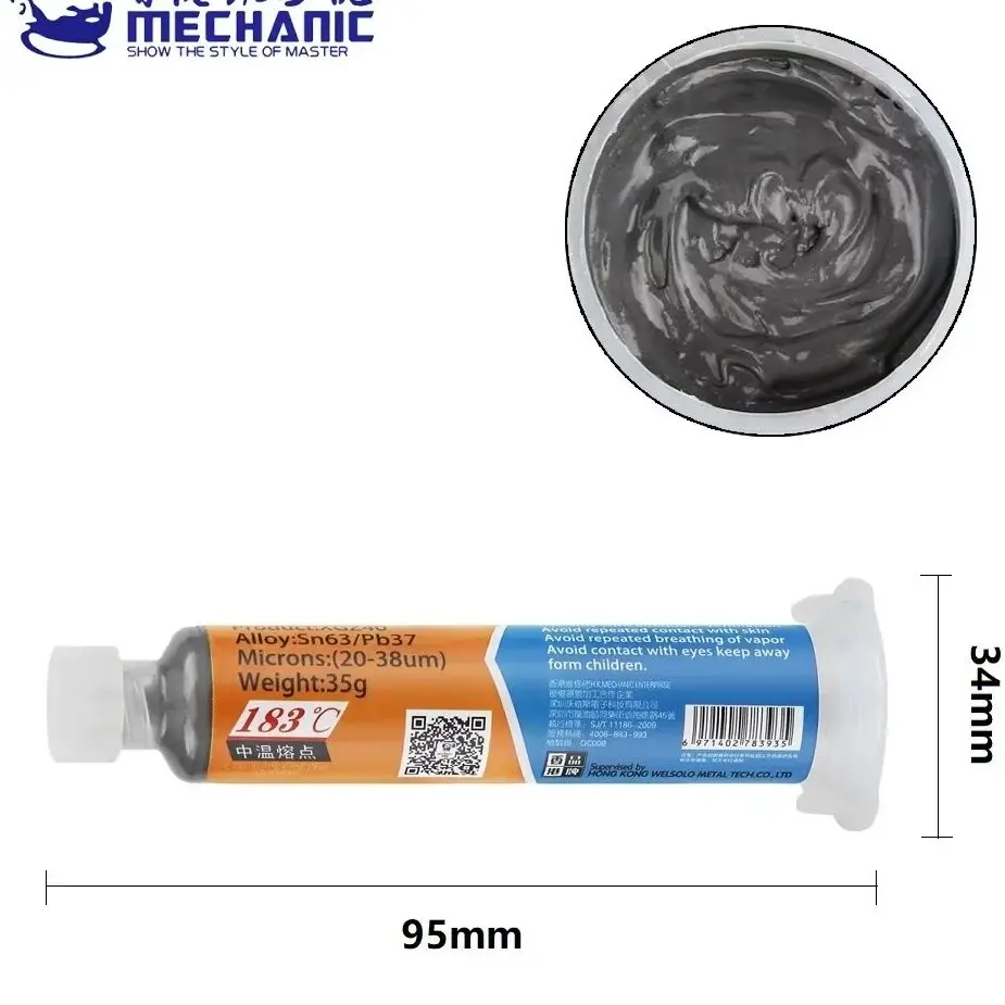 MECHANIC XGZ40 10cc Syringe Solder Tin Paste 183°C Low Melting Point Advanced Soldering Flux For SMD Chip PCB Electronic Rework