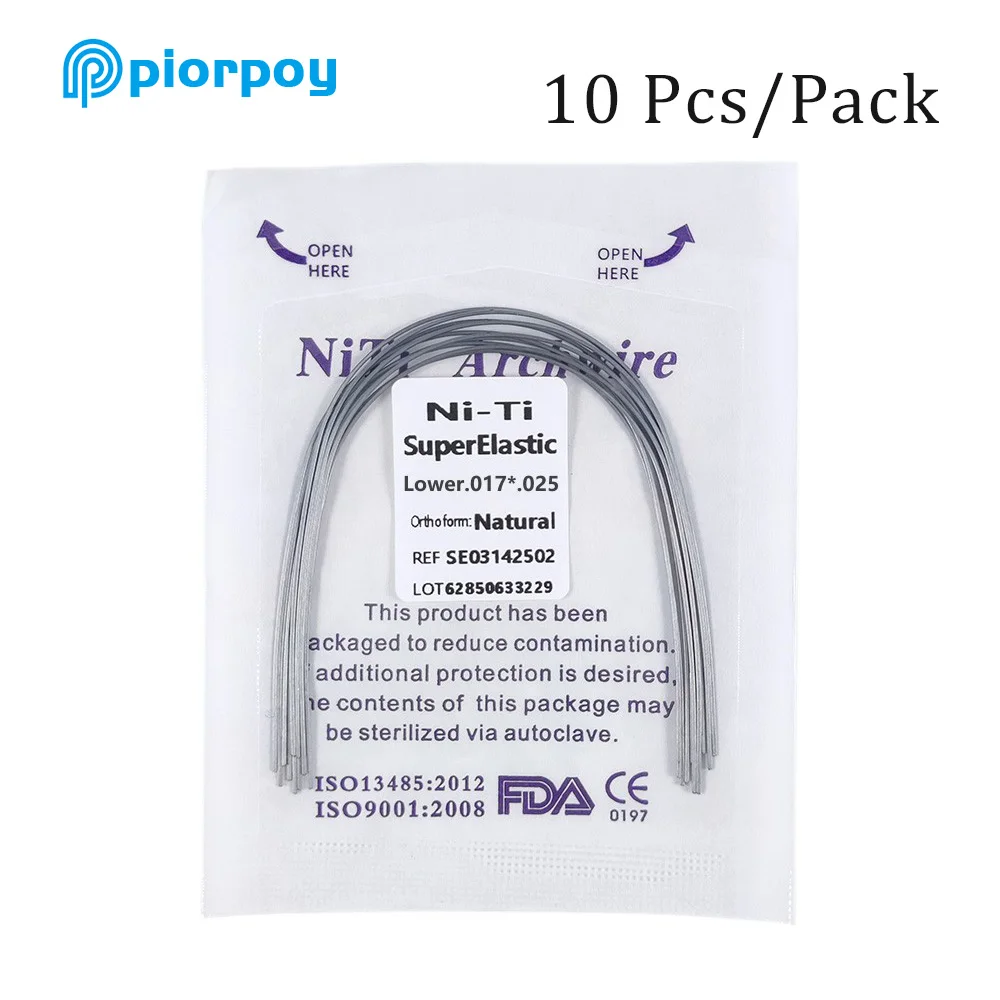 10 Pcs Dental Orthodontic Niti Archwires Natural Form Super Elastic Round Rectangular Arch Wires for Braces Dentist Accessories