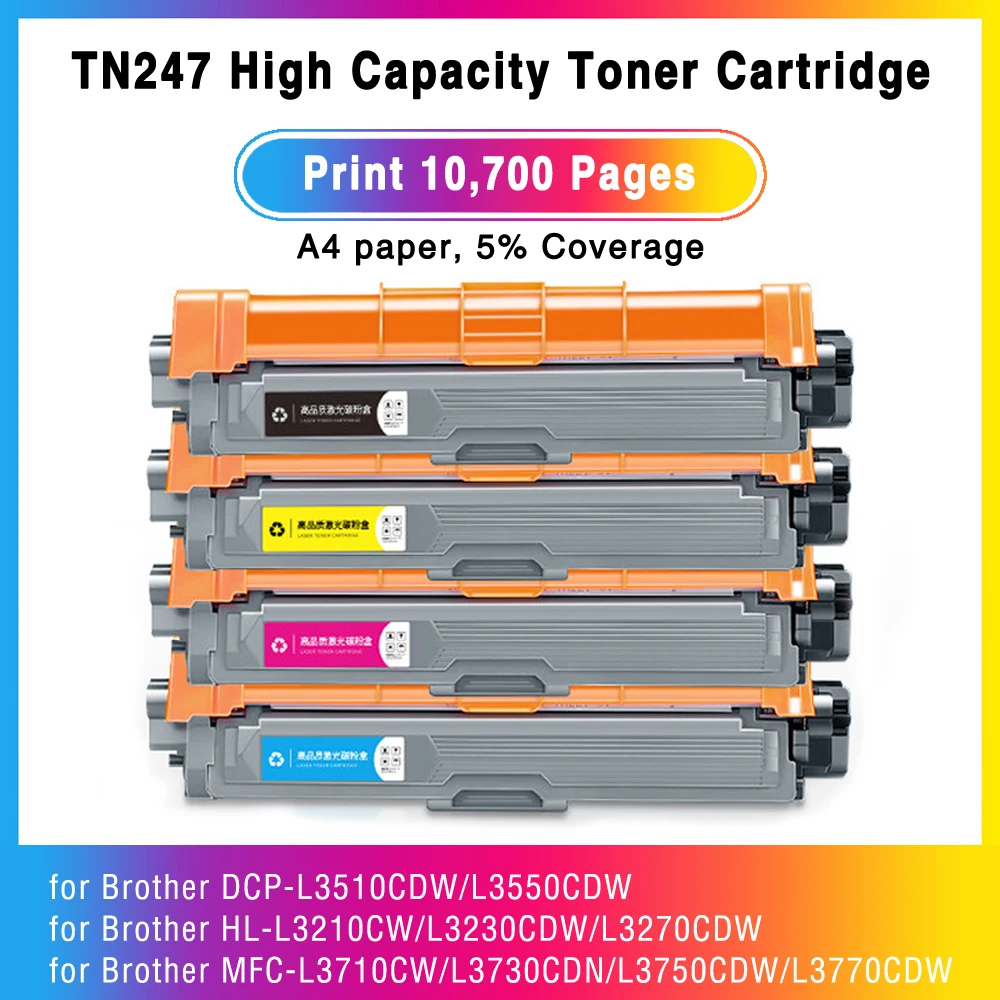 TN243 TN247 EU Toner Cartridge Compatible for Brother MFC-L3710cdw L3750cdw 3770cdw DCP-L3510cdw L3550cdw HL-L3210cw L3230 L3270
