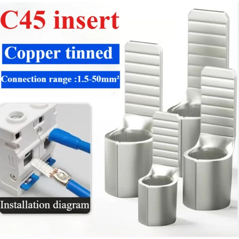 C45 Terminals for DZ47 Air Switch Circuit Breaker Wire Connector Electric Cable Connector Copper Crimp Terminal C45-1.5-50mm2
