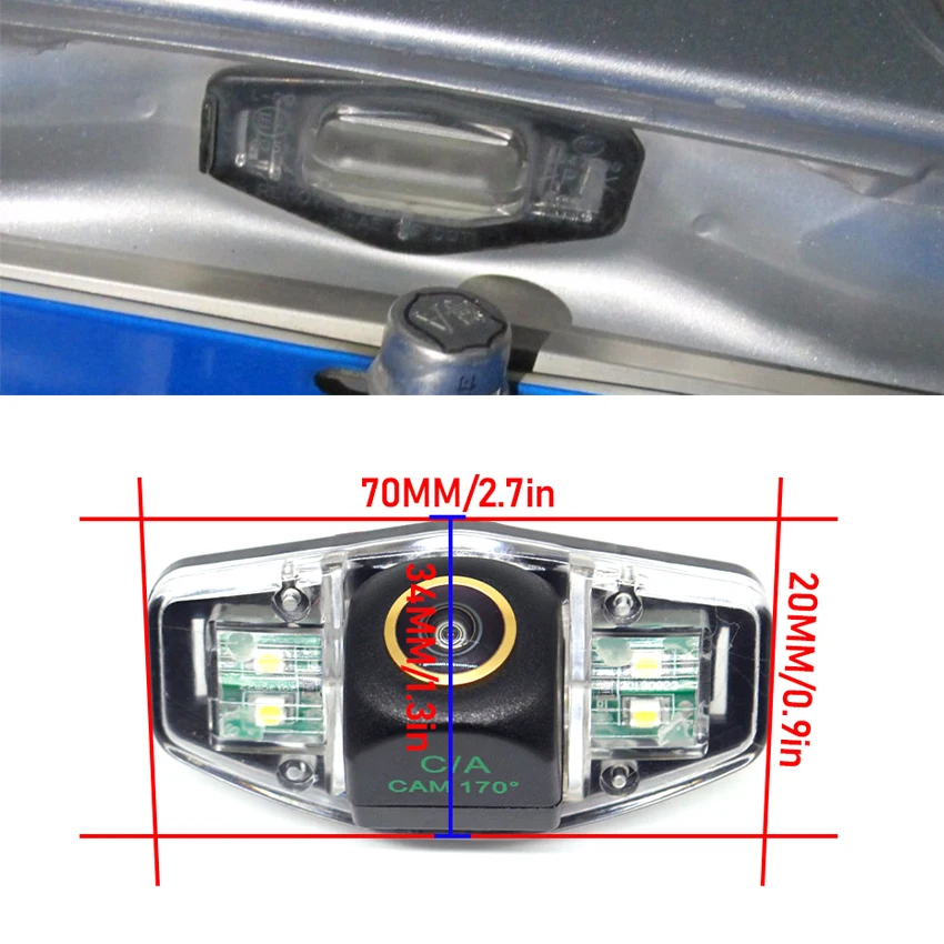 Rear View Camera For Honda Pilot MR-V MRV 2002 2003 2004 2005 2006 2007 2008 Backup Camera License Plate Camera CCD Golden Lens