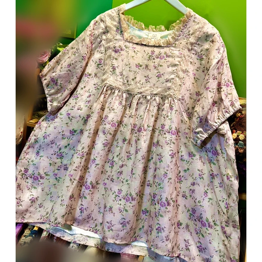 

Women Vintage Ramie Summer Ruffled Lace Patchwork Blouse Mori Girl Victorian Rococo Edwardian Linen Cottagecore Retro Chic Shirt