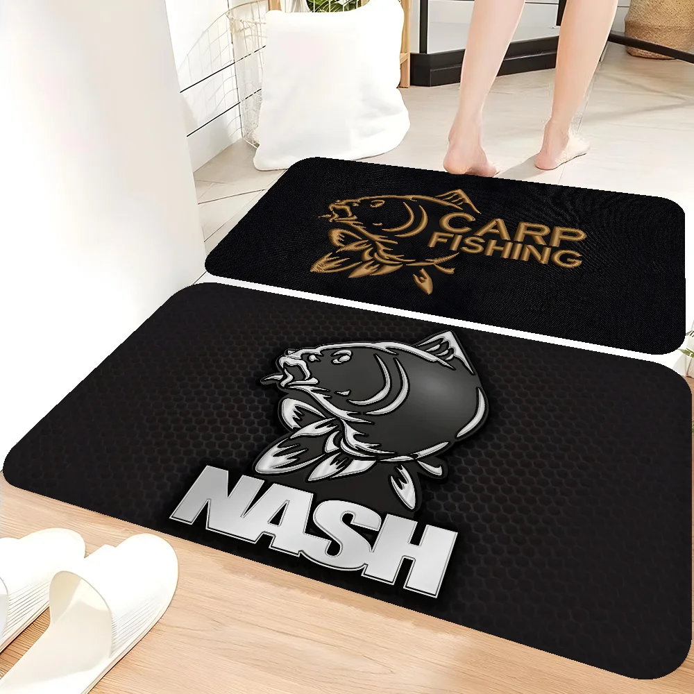 Nash Fishing Logo  Floor Mat Bathroom Mat Kids Room Bedroom Decoration Balcony Anti-Slip Doormat Living Room Bedside Area Rugs