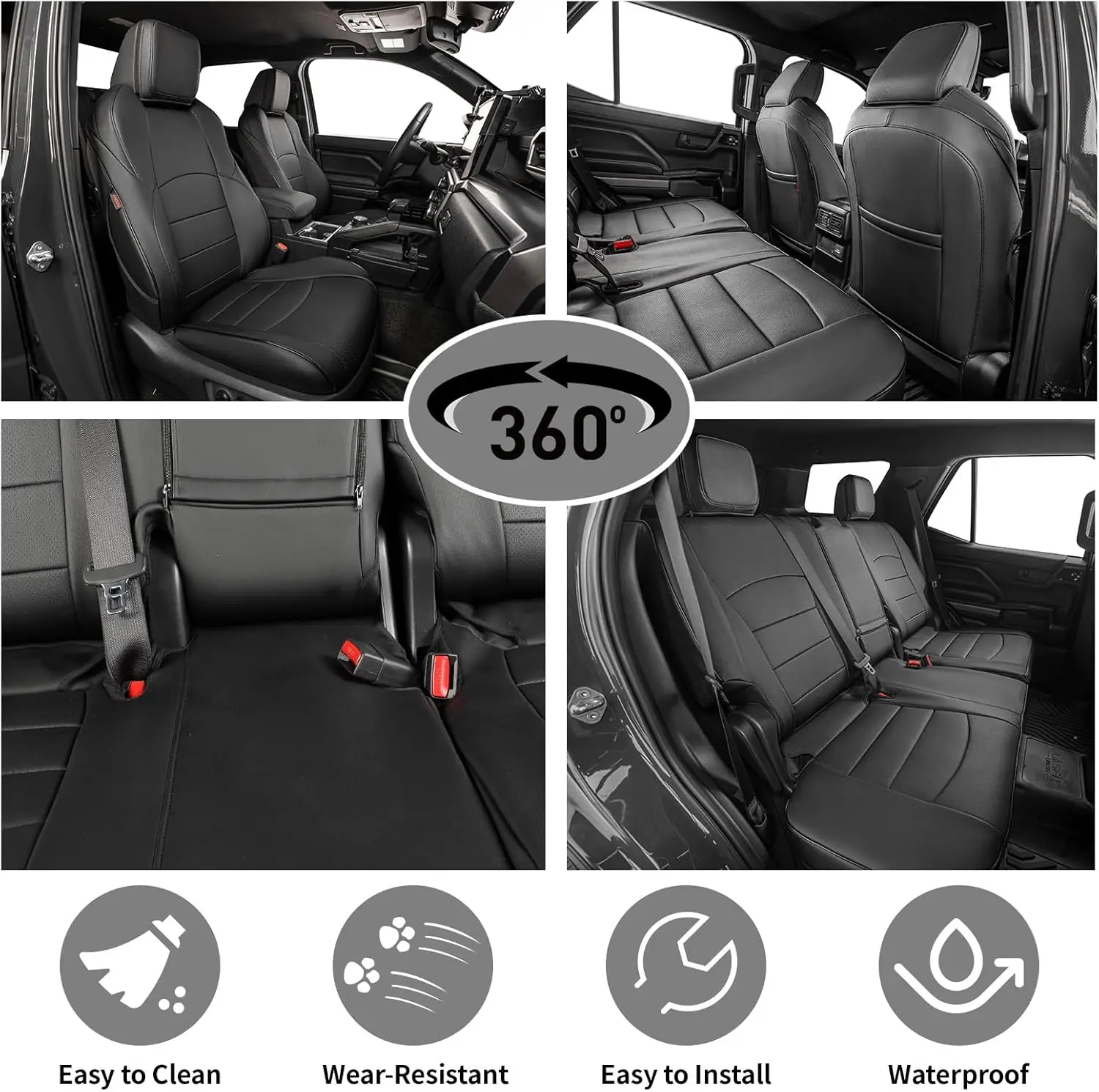 EKR 4Runner Car Seat Covers Custom Fit for Toyota 4Runner 2010-2026 5/7Seats SR/SR5/TRD Sport/TRD Off-Road/Limited Truck Automotive Seat Protector Cushion Leather Waterproof