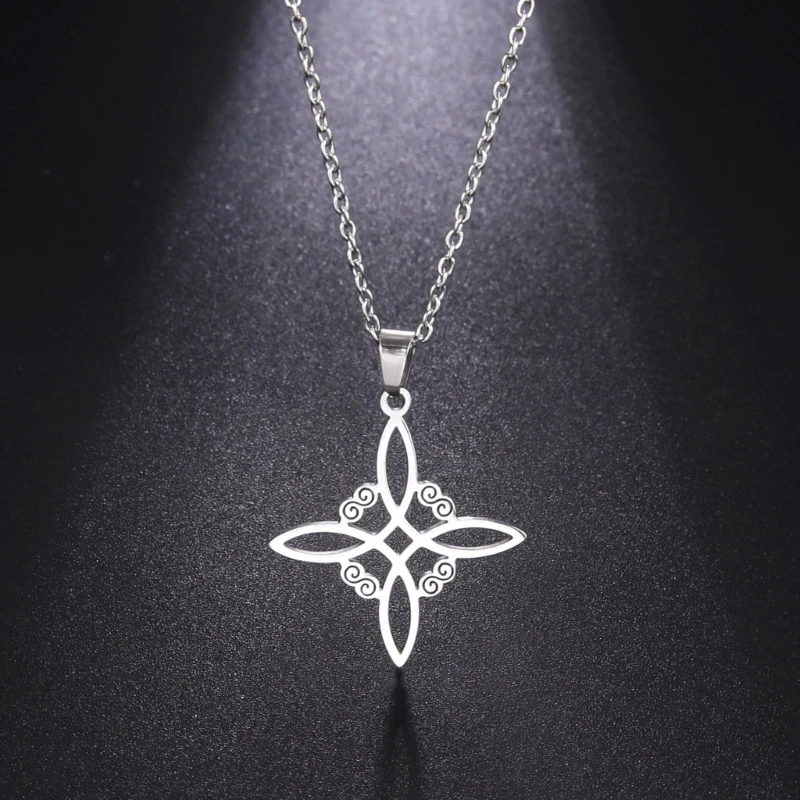 

Witchcraft Stainless Steel Witch's Irish Knot Necklace Chain Men/Women Silver Color Wicca Necklaces Witch Jewelry nudo de bruja