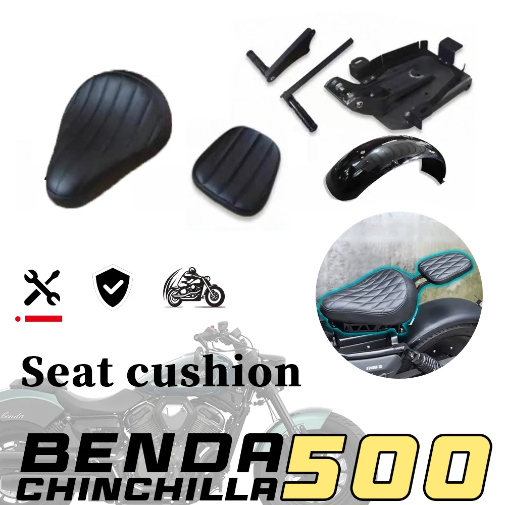 For BENDA Chinchilla 500 benda chinchilla500 Custom Retro Folding Hidden Dual Seat Genuine Leather