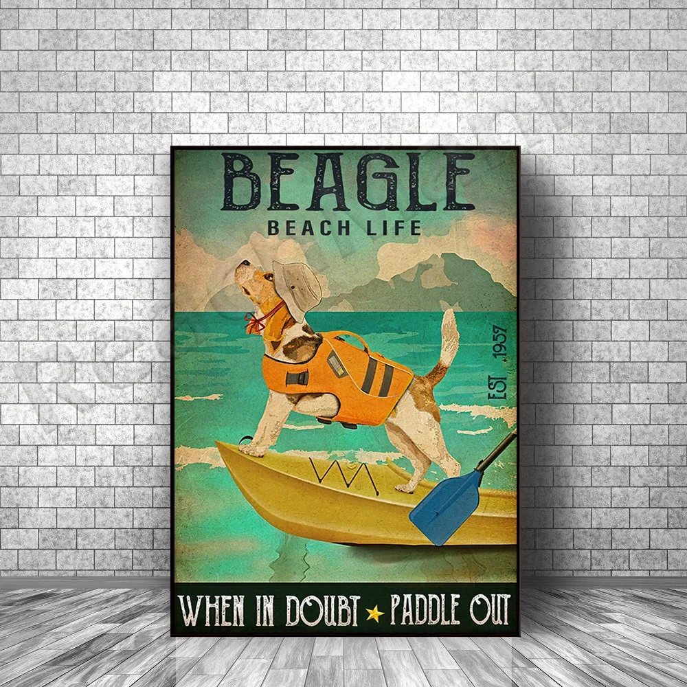 

Beagle dog beach life est 1957 when in doubt paddle out,Beagle dog dad, Beagle dog mom unframed poster, Home decor art