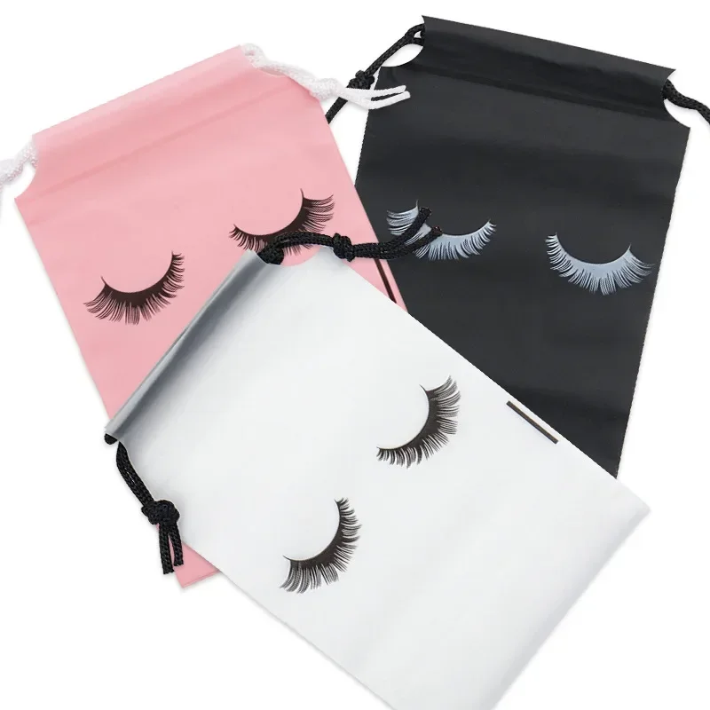 10pcs Eyelash Aftercare Storage Bags With Drawstring Waterproof EVA Plastic Travel Packing Bags Portable Cosmetic Makeup Pouch