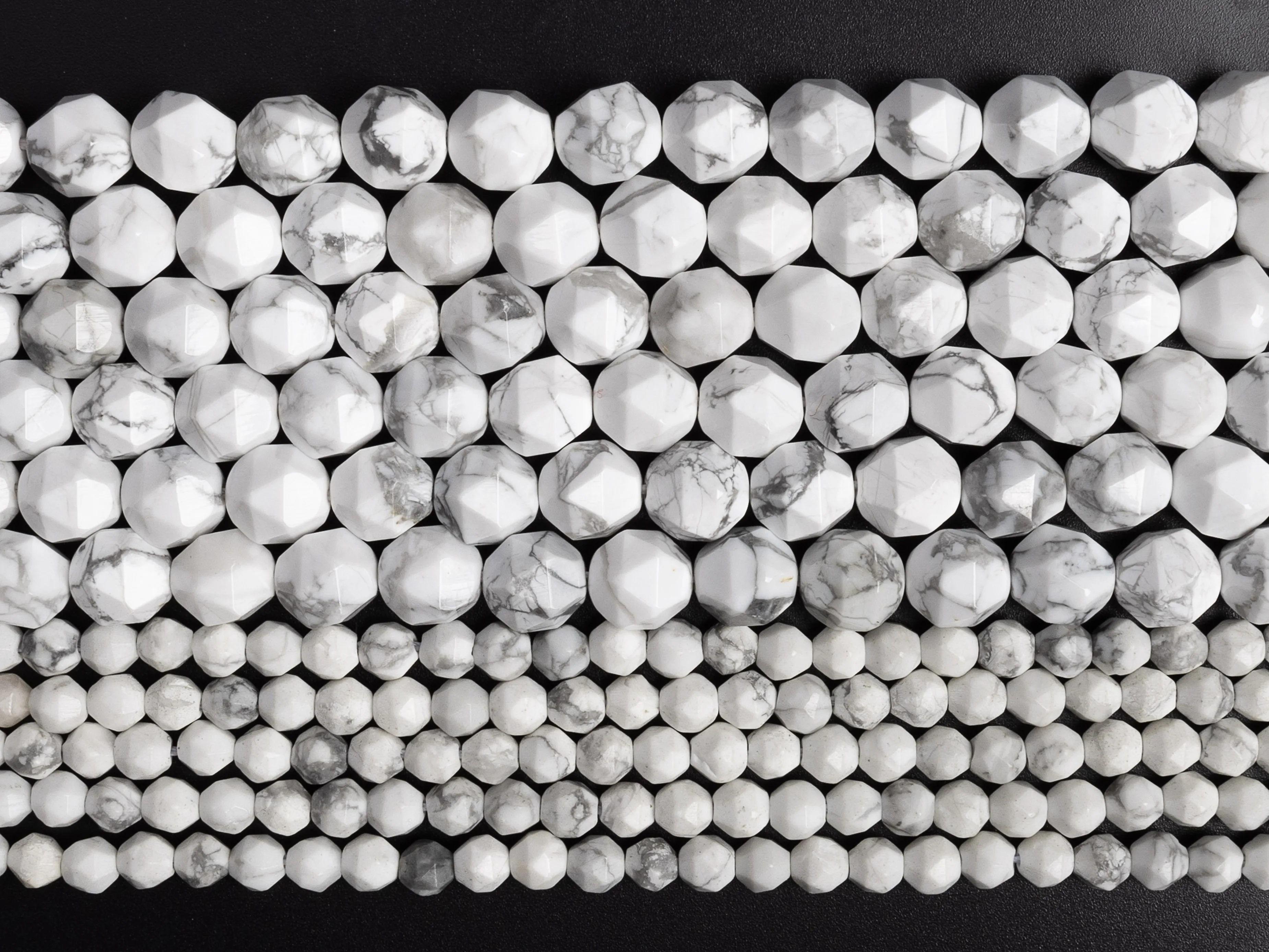 6/8/10MM White Howlite Star Cut Faceted Beads Genuine Natural Gemstone Full Strand Loose Beads 15