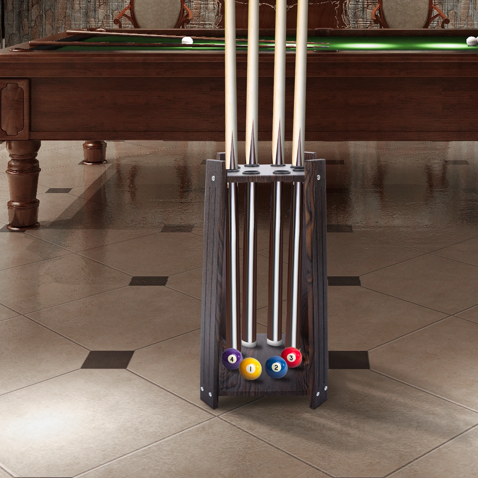 Multifunktionaler Pool-Stick-Ständer, 8-Loch-Billard-Queue-Rack, Holzhalter, Queue-Halter für Angelrute, Golfschläger