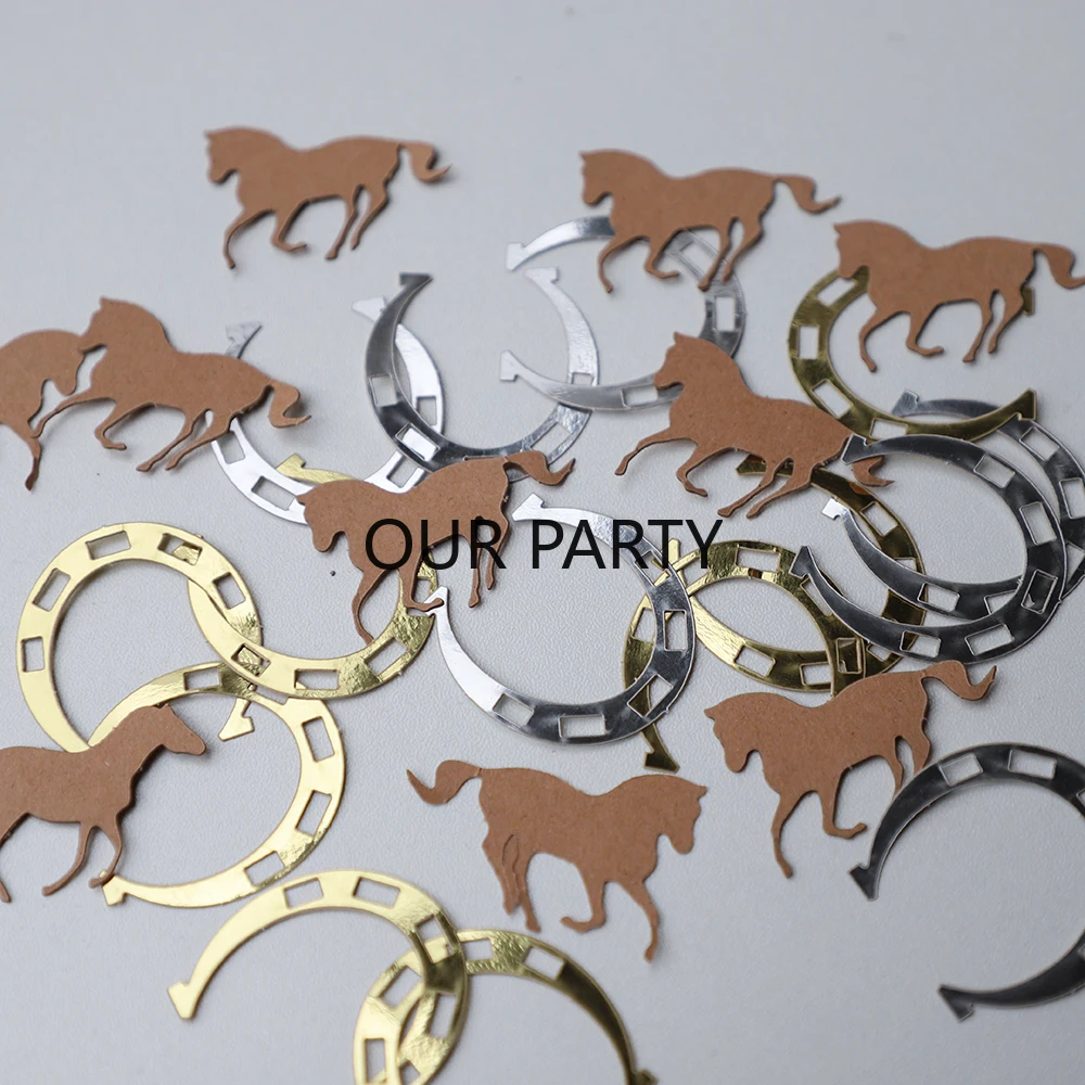 1Bag Western Cowboy Horseshoe Theme Paper Confetti Table Scatter for Boy Girl Birthday Bachelorette Wedding Party Decorations