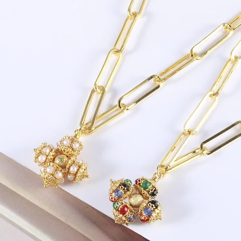 

KS Европейская и американская модная тенденция Нишевый дизайн Персонализированный цвет Смола Жемчуг Крест Форма Серьги Ожерелье