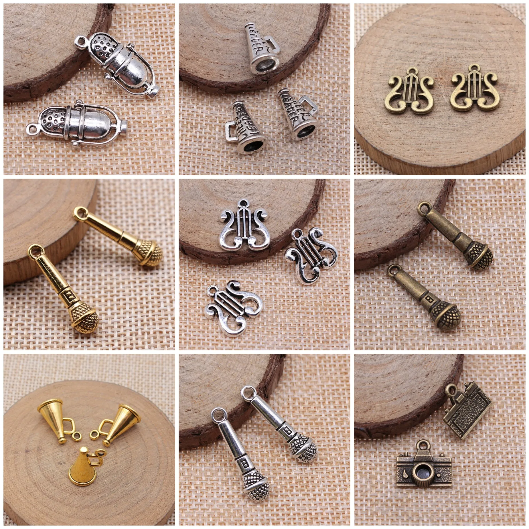 Vintage Microphone Earphone Audio Charms Pendant Music Bulk For DIY Jewelry Making Bracelet Necklace