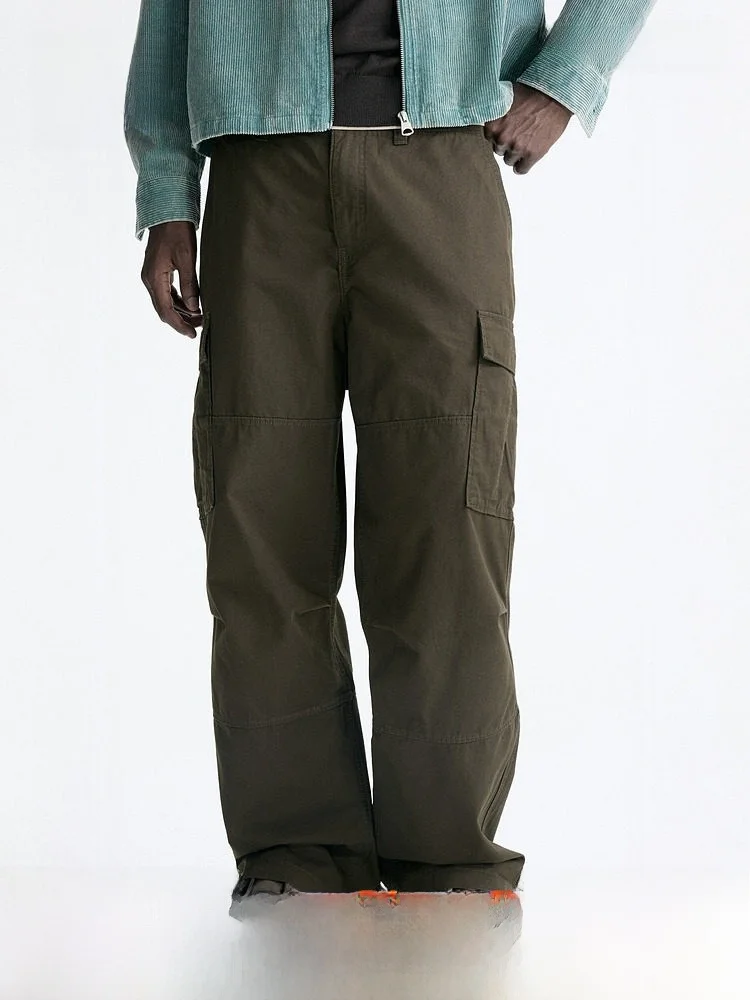 

H&M Men's Casual Cotton Work Pants Spring 2026 Straight Leg mid Waist Daily Wear Comfortable Fit Classic Sle