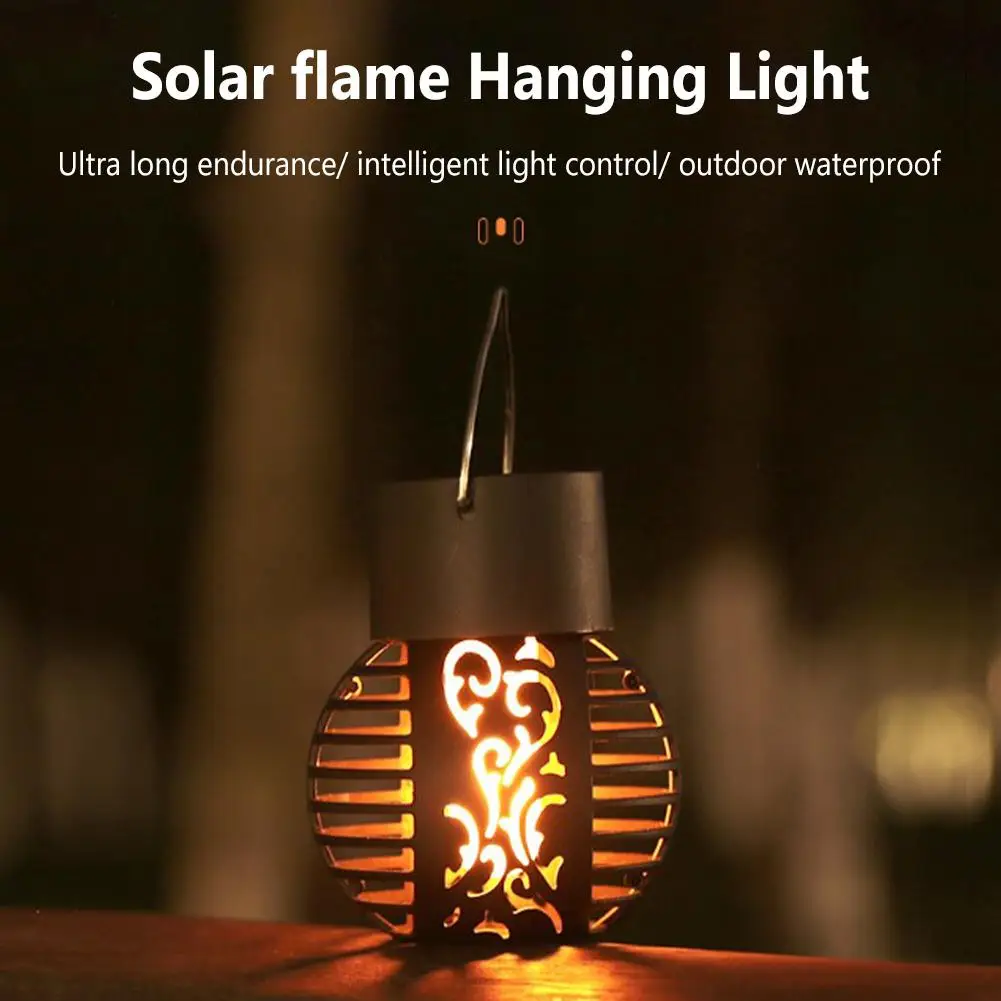 LED Outdoor Solar Flame Light batteria ad alta capacità Hollow Ball Chandelier Lights controllo intelligente appeso per il giardino di casa