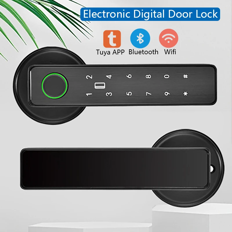 Electronic Digital Door Lock Card/Password/Fingerprint/Key/APP Unlock Intelligent Lock for Office Indoor Wooden Door