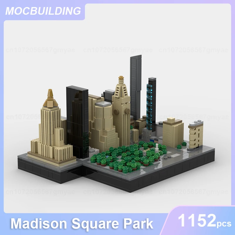 Madison Square Park NYC MOC Building Blocks Model DIY Assemble Bricks Architecture Educational Creative Xmas Toys Gifts 1152PCS