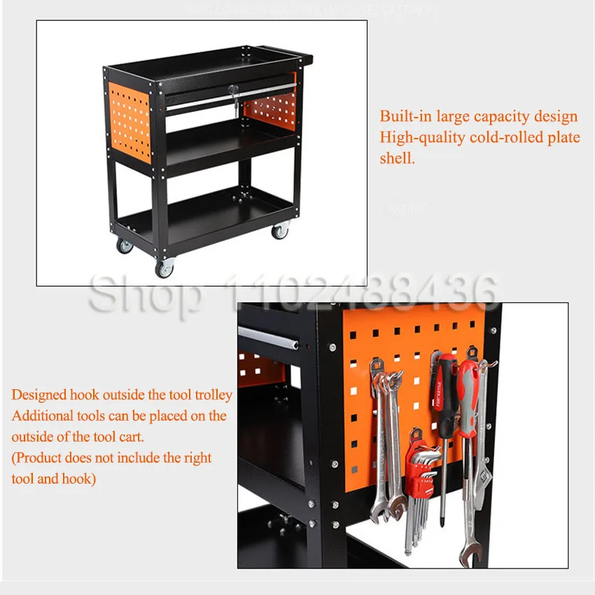 Rolling Tool Cart Rolling Tool Cart Storage Stand Utility with Wheels Movable 3 Tier Storage Cabinet for Warehouse Repair Shop